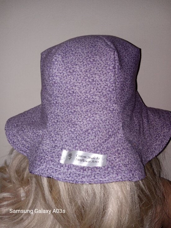 Kantha Sun Hat Purple Black M-L Reversible Handmade Cotton Boho Beach KS12. main image 7